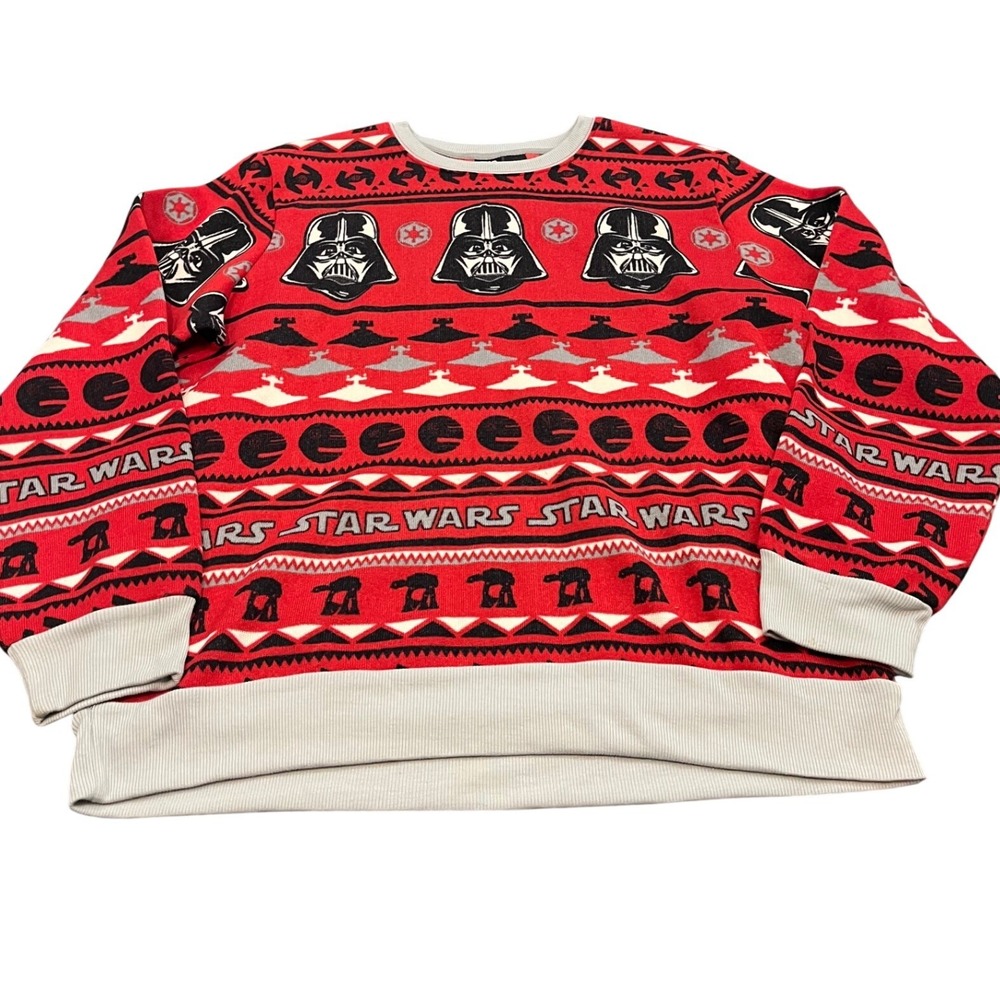 Star Wars Sweatshirt Mens 2XL Red Darth Vader Fair Isle‎ Ugly Christmas Sweater